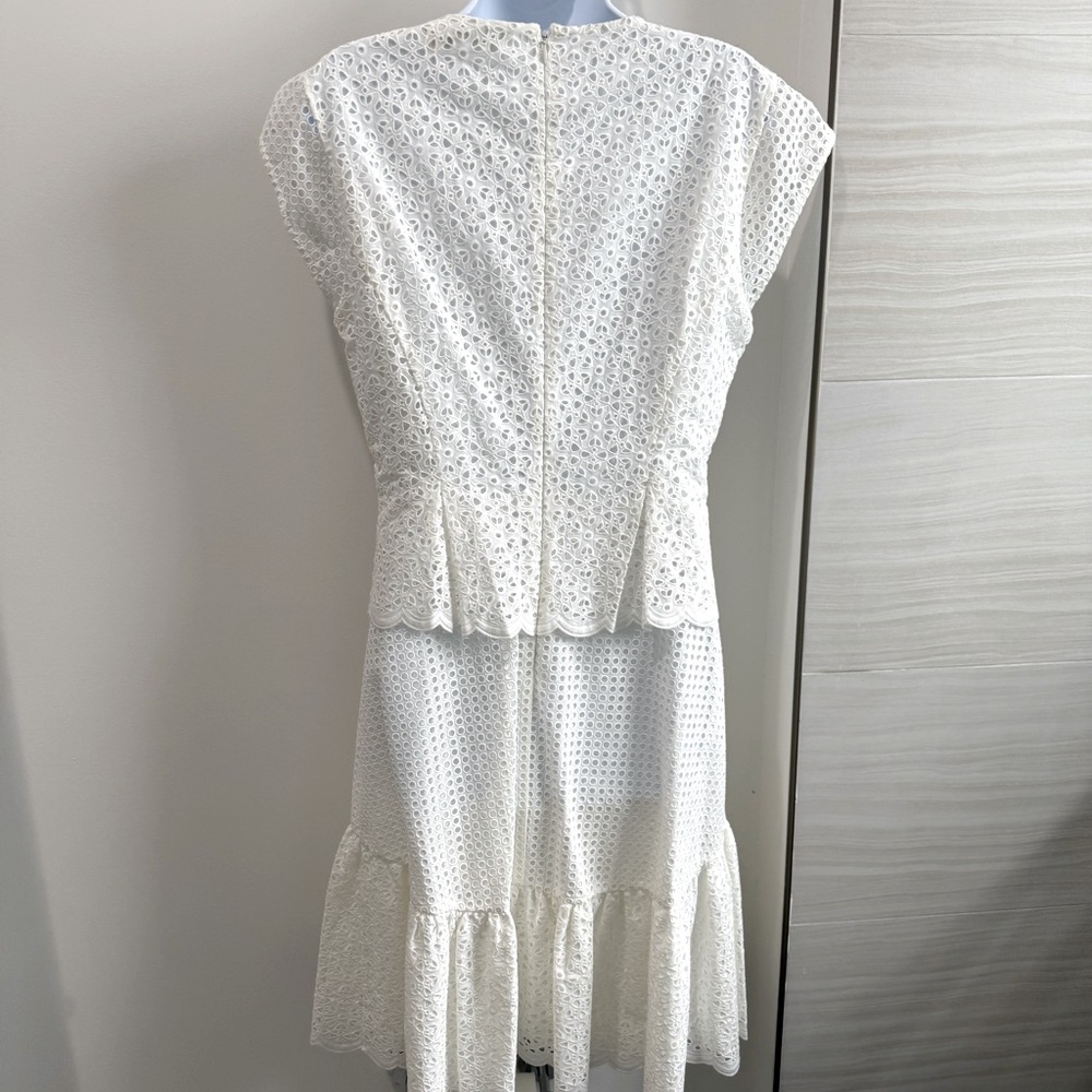 NWT DIANE VON FURSTENBERG Sz8 ANNIKA TIERED EYELET MESH SHORT SLEEVE DRESS IVORY - Picture 8 of 10